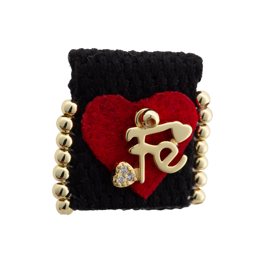 Separador Bordado Fe 25mm Negro