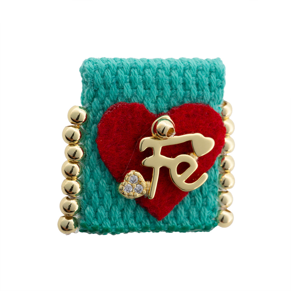 Separador Bordado Fe 25mm Verde