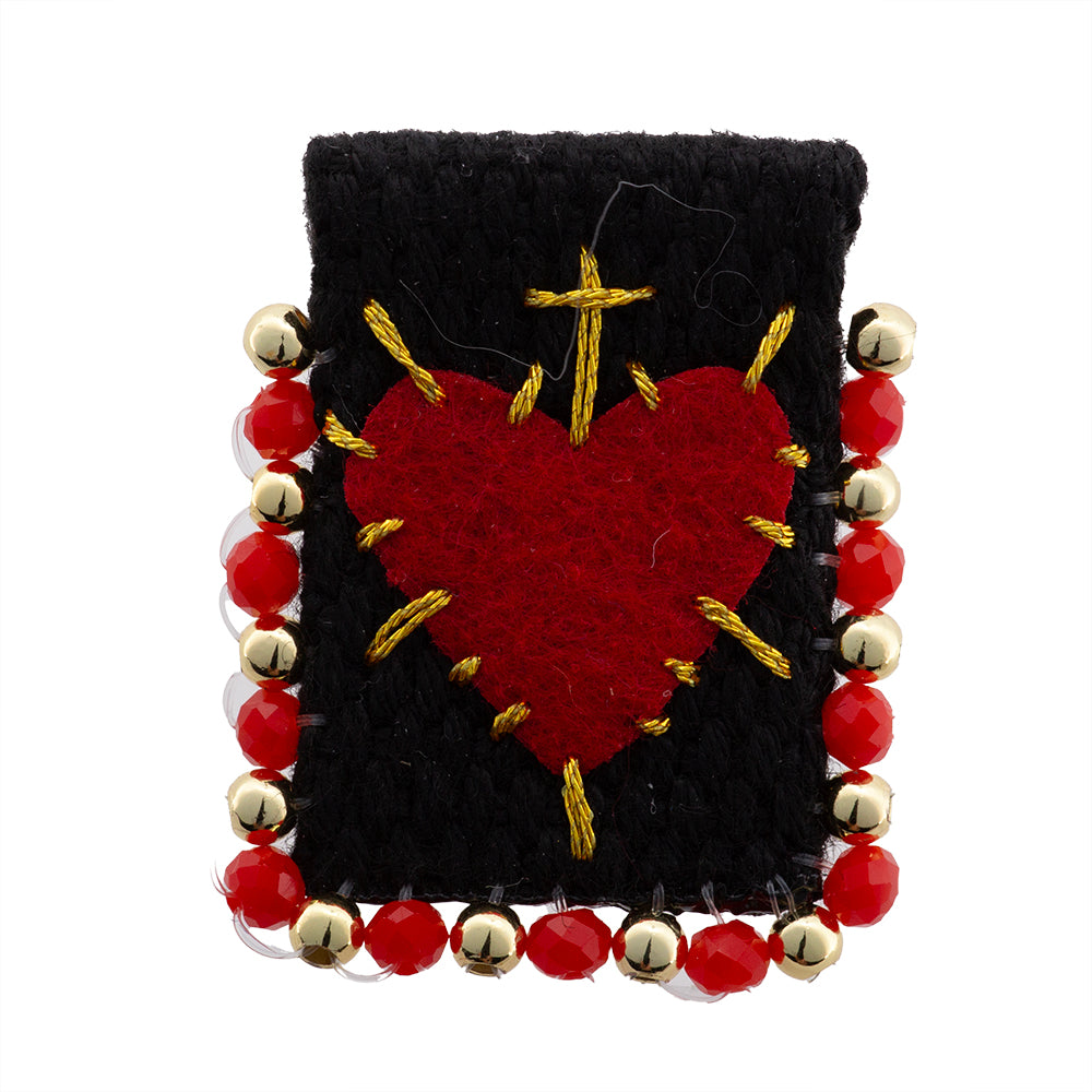 Separador Bordado Sagrado Corazón 25x33mm Negro