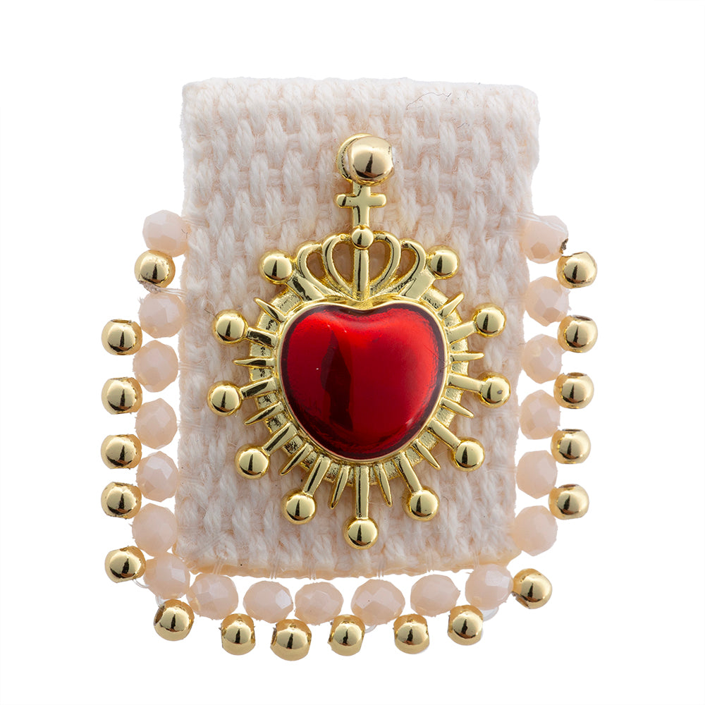Separador Bordado Sagrado Corazón 29x34mm Beige