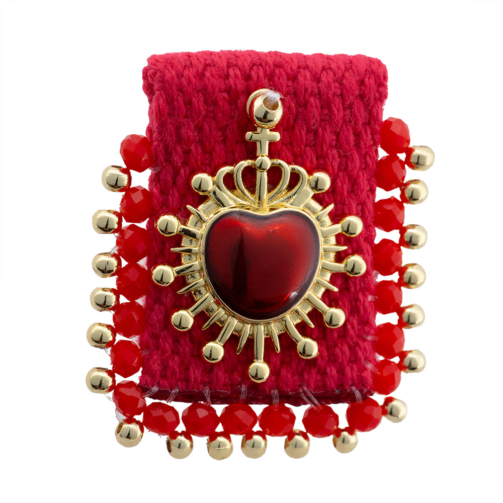 Separador Bordado Sagrado Corazón 29x34mm Rojo