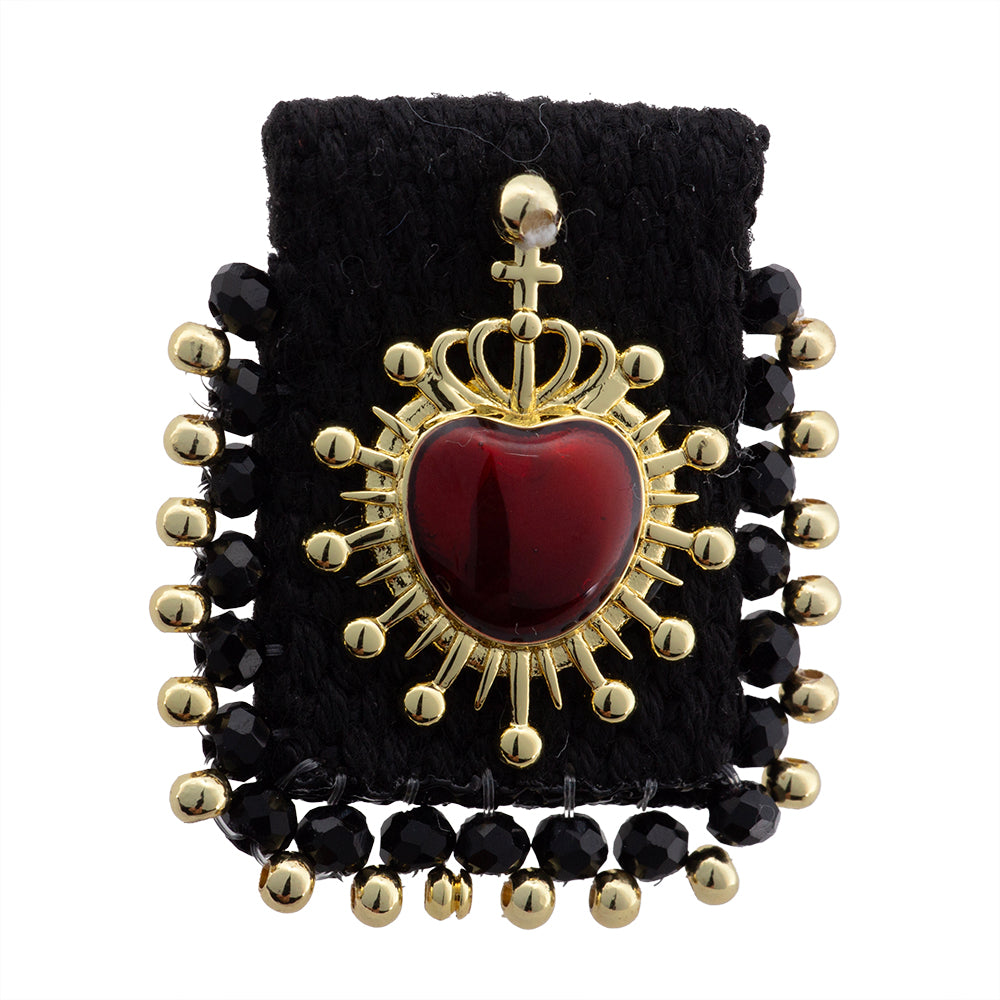 Separador Bordado Sagrado Corazón 29x34mm Negro