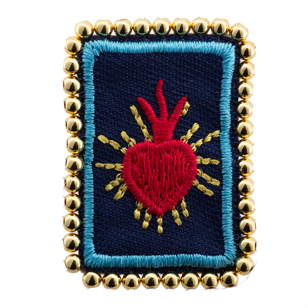Separador Bordado Sagrado Corazón Rojo 30x40mm Azul
