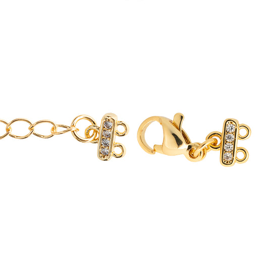 Terminal Para 2 Hilos con Circonia Extensión y Broche  6x6.7mm Dorado