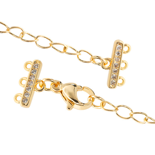 Terminal Para 3 Hilos con Circonia Extensión y Broche 6x11mm Dorado