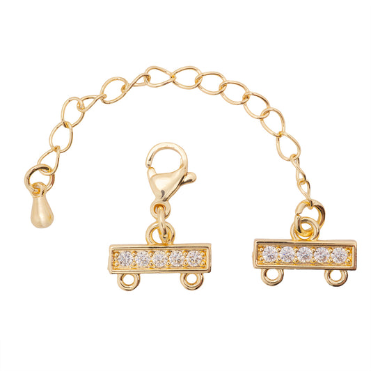 Terminal Para 2 Hilos con Circonia Extensión y Broche 13.3x9mm Dorado