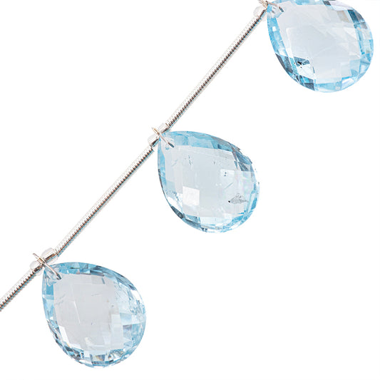 Topacio Gota Facetada Plana 12x16mm Azul