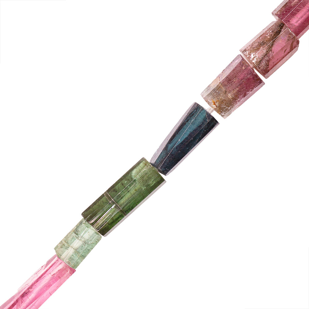 PF Turmalina Cilindro Facetado Irregular 3-12x4mm Multicolor