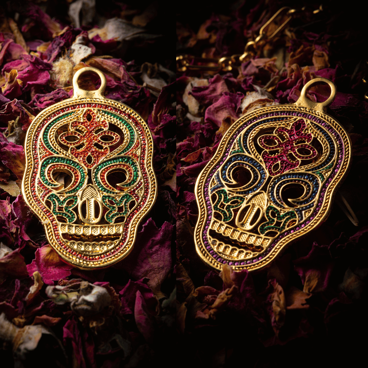 Dije Calavera con Impresión 43x26.5mm Dorado 3