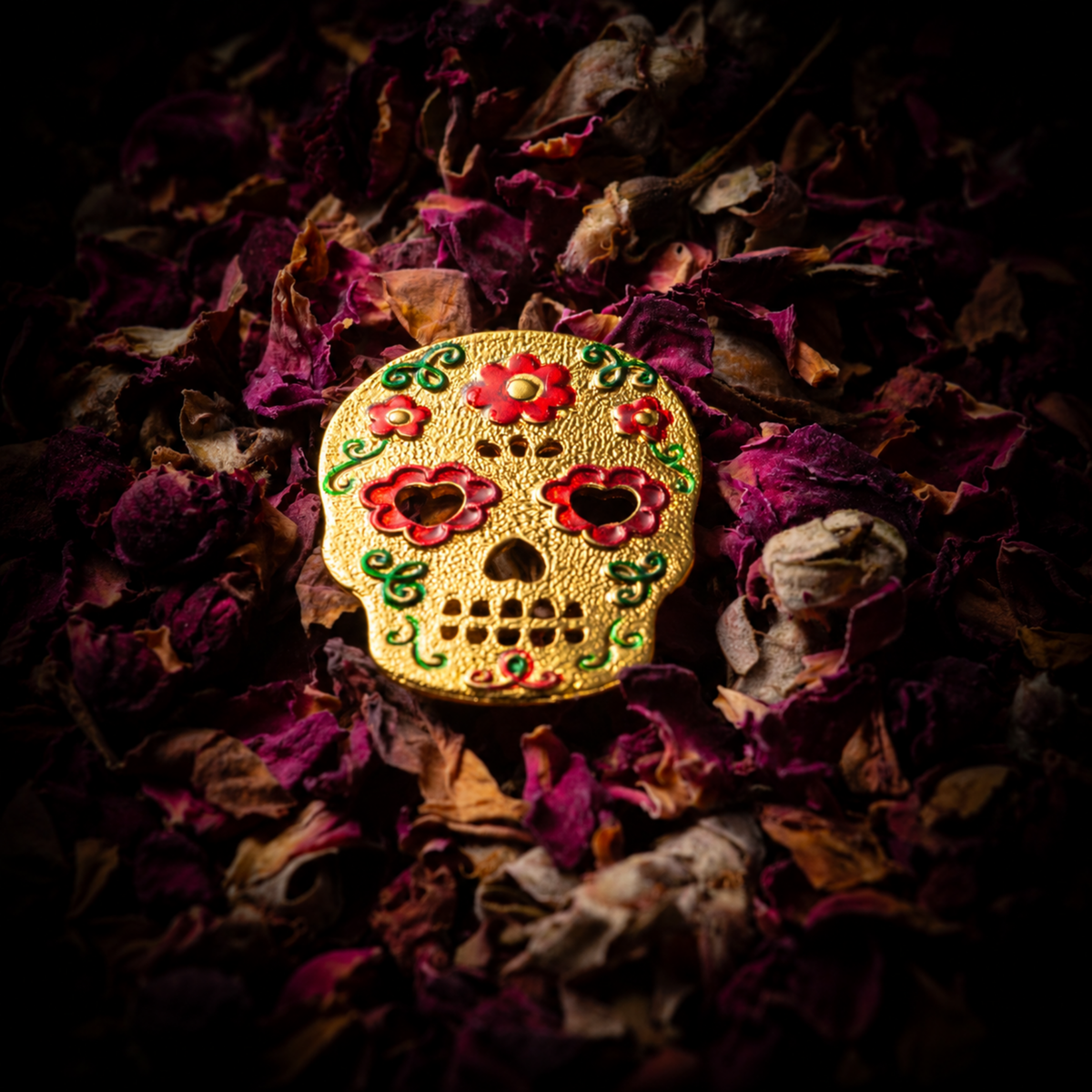 Dije Calavera con Impresión 30.5x27mm Dorado 3